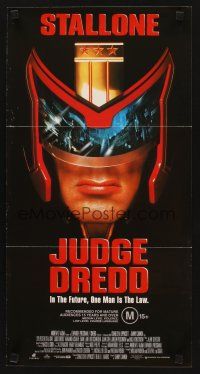 3y711 JUDGE DREDD Aust daybill '95 in the future, Sylverster Stallone is the law, great image!
