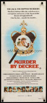 3y788 MURDER BY DECREE Aust daybill '79 Plummer as Sherlock Holmes, James Mason as Dr. Watson!