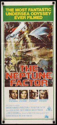 3y802 NEPTUNE FACTOR Aust daybill '73 great sci-fi art of giant fish & sea monster by John Berkey!
