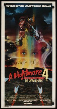 3y809 NIGHTMARE ON ELM STREET 4 Aust daybill '89 art of Englund as Freddy Krueger by Matthew Peak!