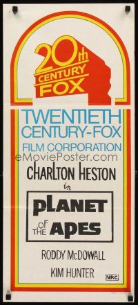 3y844 PLANET OF THE APES stock Aust daybill 1970s Charlton Heston, Linda Harrison, sci-fi classic!