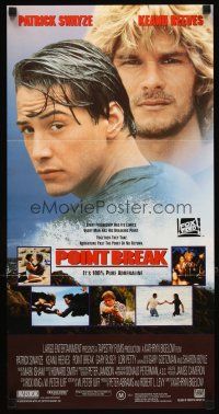 3y847 POINT BREAK video Aust daybill '91 Keanu Reeves Patrick Swayze, bank robbery & surfing!