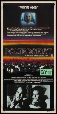 3y848 POLTERGEIST Aust daybill '82 Tobe Hooper horror classic, they're here, Heather O'Rourke!