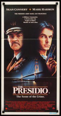 3y849 PRESIDIO Aust daybill '88 Sean Connery & Mark Harmon with gun + Golden Gate Bridge!