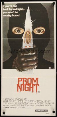 3y857 PROM NIGHT Aust daybill '80 Jamie Lee Curtis won't go home if she's not back by midnight!