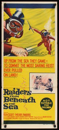 3y861 RAIDERS FROM BENEATH THE SEA Aust daybill '65 scuba divers rise from sea to commit a heist!