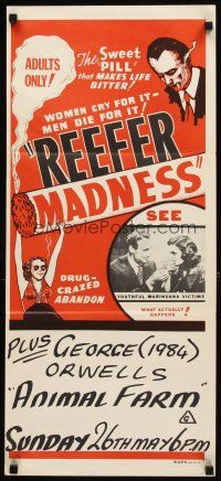 3y871 REEFER MADNESS Aust daybill R70s teens & marijuana, the weed from the Devil's garden!