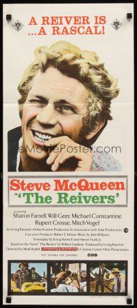 3y872 REIVERS Aust daybill '69 close up of rascally Steve McQueen, from William Faulkner's novel!