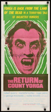 3y875 RETURN OF COUNT YORGA Aust daybill '71 Robert Quarry, AIP vampires, wild monster art!