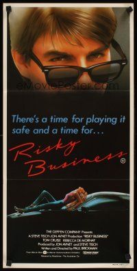 3y880 RISKY BUSINESS Aust daybill '83 classic close up artwork image of Tom Cruise in cool shades!