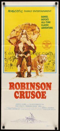 3y882 ROBINSON CRUSOE & THE TIGER Aust daybill '72 Hugo Stiglitz stranded on tropical island!