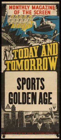 3y980 TODAY & TOMORROW Aust daybill '40s cool newsreel stone litho, Sports Golden Age!