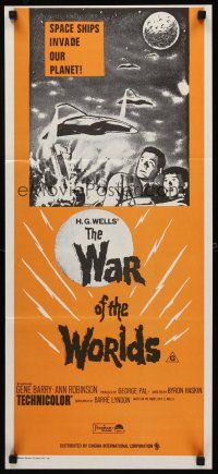 3y993 WAR OF THE WORLDS Aust daybill R70s H.G. Wells classic produced by George Pal!