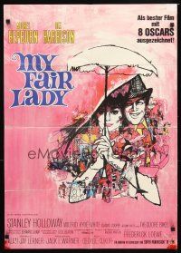 3y293 MY FAIR LADY German R72 classic art of Audrey Hepburn & Rex Harrison by Bob Peak!