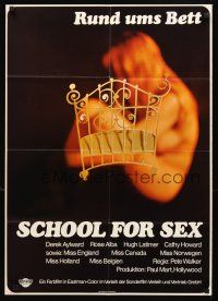 3y314 SCHOOL FOR SEX German '68 artwork of sexy redhead & bed!