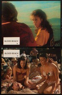 3y113 BLOOD BEACH 13 French LCs '81 horror images & sexy girls in bikinis!