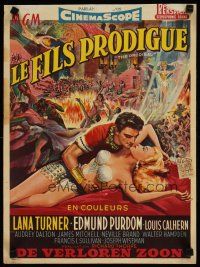 4a487 PRODIGAL Belgian '55 art of sexiest Biblical Lana Turner & Edmond Purdom!