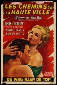 4a496 ROOM AT THE TOP Belgian '59 different c/u art of Laurence Harvey & Simone Signoret!