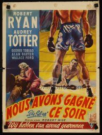 4a505 SET-UP Belgian '49 great art of boxer Robert Ryan in the ring, Robert Wise!