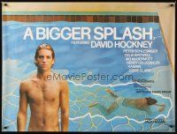 4a316 BIGGER SPLASH British quad '74 barechested Peter Schlesinger by pool, classic gay documentary!