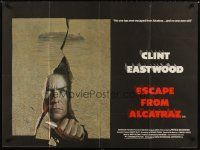 4a322 ESCAPE FROM ALCATRAZ British quad '79 cool artwork of Clint Eastwood busting out by Lettick!