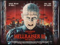 4a330 HELLRAISER III: HELL ON EARTH British quad '93 Clive Barker, great close up of Pinhead!