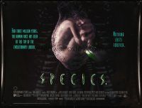 4a363 SPECIES DS British quad '95 creepy artwork of alien Natasha Henstridge in embryo sac!