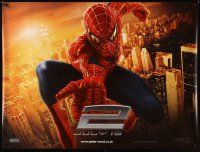 4a364 SPIDER-MAN 2 teaser DS British quad '04 superhero Tobey Maguire over city, Sam Raimi!