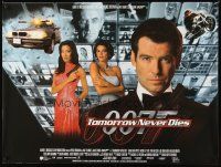 4a368 TOMORROW NEVER DIES DS British quad '97 Pierce Brosnan as 007, Michelle Yeoh, Teri Hatcher!