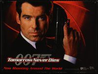 4a369 TOMORROW NEVER DIES teaser DS British quad '97 close-up of Pierce Brosnan as James Bond 007!