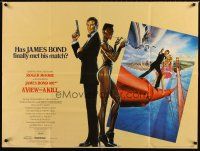 4a373 VIEW TO A KILL tan style British quad '85 Moore as Bond 007 & smoking Grace Jones by Goozee!