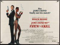 4a374 VIEW TO A KILL white style British quad '85 Moore as Bond & smoking Grace Jones by Goozee!