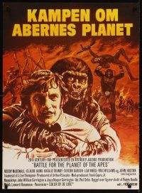 4a550 BATTLE FOR THE PLANET OF THE APES Danish '74 Wenzel art of war between apes & humans!