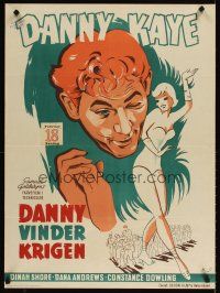 4a655 UP IN ARMS Danish '49 art of funnyman Danny Kaye & sexy Dinah Shore, Goldwyn Girls!