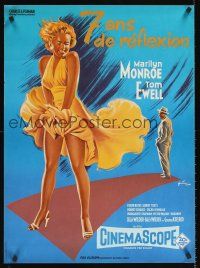 4a211 SEVEN YEAR ITCH French 23x32 R70s Billy Wilder, great sexy art of Marilyn Monroe!