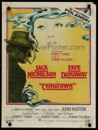 4a224 CHINATOWN French 15x21 '74 art of Jack Nicholson & Faye Dunaway by Pearsall, Roman Polanski!