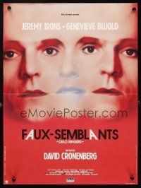 4a227 DEAD RINGERS French 15x21 '88 Jeremy Irons & Genevieve Bujold, directed by David Cronenberg!