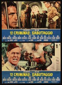 4a268 DIRTY DOZEN 2 Italian photobustas '67 John Cassavetes, Robert Ryan, cool battle scene!