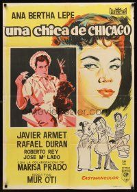 4a161 UNA CHICA DE CHICAGO Spanish '58 Ana Bertha Lepe, wacky Montalban art!