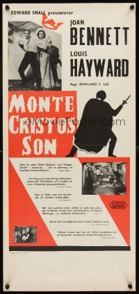 4a188 SON OF MONTE CRISTO Swedish stolpe '41 Louis Hayward, Joan Bennett & masked avenger!