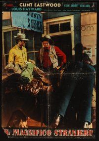 4a291 MAGNIFICENT STRANGER set of 2 Italian photobustas '66 Clint Eastwood in western action!