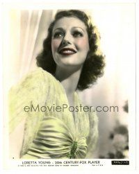 4b032 LORETTA YOUNG color 8x10 still '36 great head & shoulders portrait looking up & smiling!