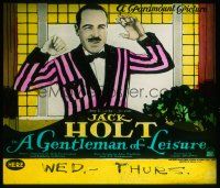 4e070 GENTLEMAN OF LEISURE glass slide '23 great image of Jack Holt in striped suit with bow tie!