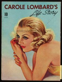4e207 CAROLE LOMBARD'S LIFE STORY magazine '42 wonderful cover art + lots of great photos!