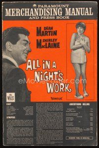 4e367 ALL IN A NIGHT'S WORK pressbook '61 Dean Martin, sexy Shirley MacLaine wearing only a towel!