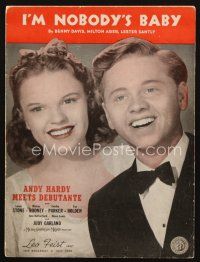 4e267 ANDY HARDY MEETS DEBUTANTE sheet music '40 Mickey Rooney, Judy Garland, I'm Nobody's Baby!