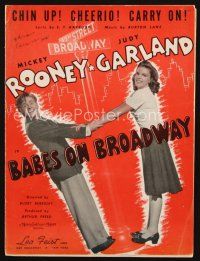 4e268 BABES ON BROADWAY sheet music '41 Mickey Rooney, Judy Garland, Chin Up! Cheerio! Carry On!