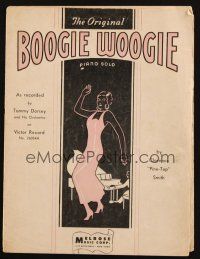 4e271 BOOGIE WOOGIE sheet music '39 Clarence Pine-Top Smith, art of dancing girl & man at piano!