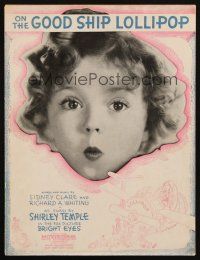 4e274 BRIGHT EYES sheet music '34 Shirley Temple with puckered lips, On The Good Ship Lollipop!