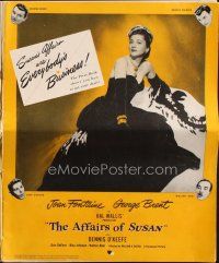 4e453 AFFAIRS OF SUSAN pressbook '45 super close up of Joan Fontaine + surrounded by suitors!